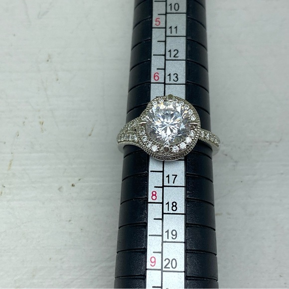 Sterling Silver 925 PAJ Spiral Stair Halo Ring With Large CZ Set Size 7 - Picture 7 of 15